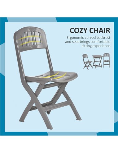 Outsunny 3 Piece Garden Bistro Set with Foldable Design Garden Coffee Table Two Chairs, Grey