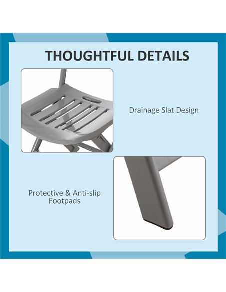 Outsunny 3 Piece Garden Bistro Set w/ Foldable Design Garden Coffee Table Two Chairs One Square Table - Grey - pic 22538 | FastDaddyshop