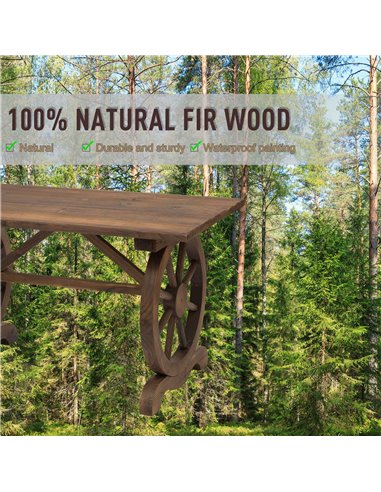 Outsunny Outdoor Garden Coffee Table, Natural Fir Wood, Water-Resistant