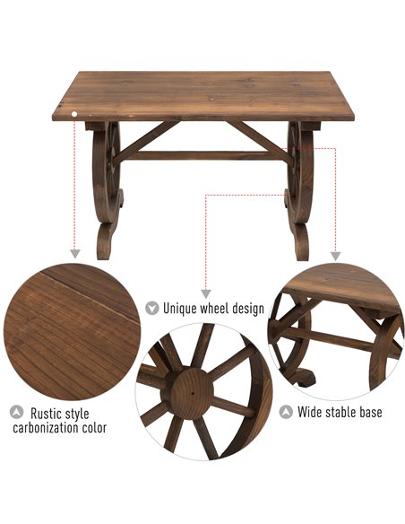 Outsunny Outdoor Garden Coffee Table Dinning Table Patio Display Desk Natural Fir Wood Water-Resistant - pic 22546 | FastDaddyshop