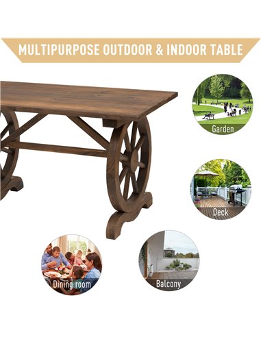Outsunny Outdoor Garden Coffee Table Dinning Table Patio Display Desk Natural Fir Wood Water-Resistant