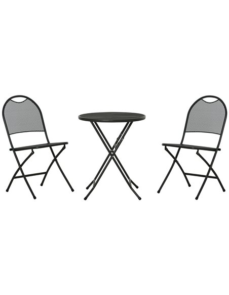 Outsunny 3 Piece Garden Bistro Set with Folding Design Coffee Table, Two Chairs, Black - pic 22551 | FastDaddyshop