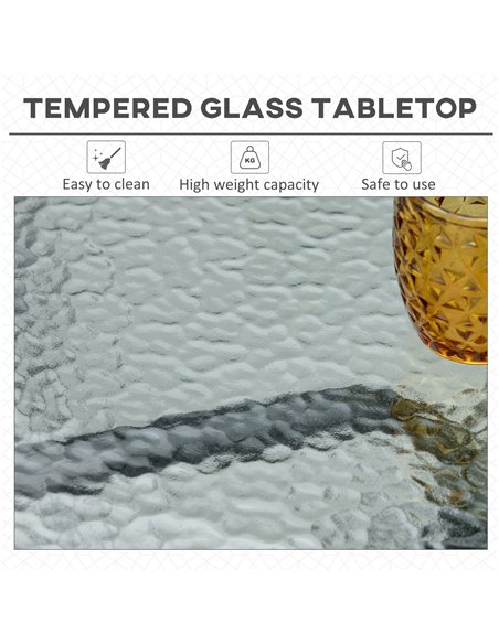 Outsunny Square Patio Coffee Table with Tempered Glass Top, Umbrella Hole, Black - pic 22564 | FastDaddyshop