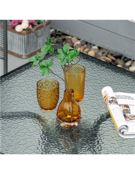 Outsunny Square Patio Coffee Table with Tempered Glass Top, Umbrella Hole, Black - pic 22566 | FastDaddyshop