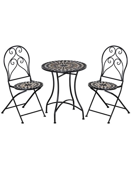 Outsunny 3 Piece Garden Outdoor Bistro Set with Coffee Table and 2 Folding Chairs, Black - pic 22569 | FastDaddyshop