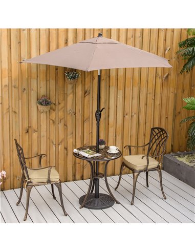 Outsunny 3 Piece Cast Aluminium Garden Bistro Set with Cushions, Bronze