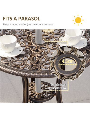 Outsunny 3 Piece Cast Aluminium Garden Bistro Set with Cushions, Bronze