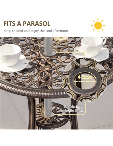 Outsunny 3 Piece Cast Aluminium Garden Bistro Set with Cushions, Bronze - pic 22581 | FastDaddyshop