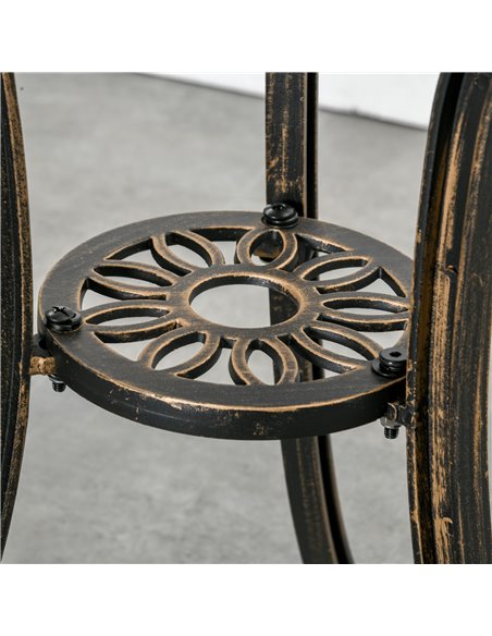 Outsunny 3 Piece Cast Aluminium Garden Bistro Set for 2 with Parasol Hole, Outdoor Coffee Table Set with Cushions - Bronze - pic 22584 | FastDaddyshop