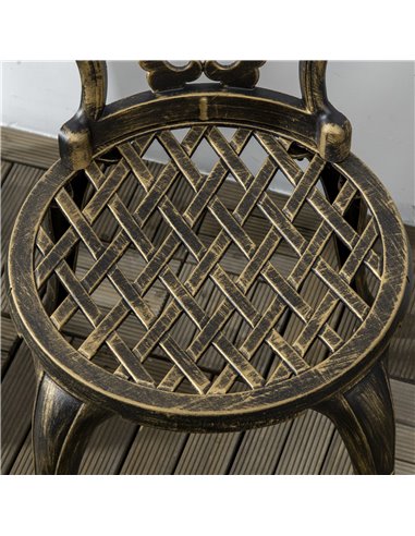 Outsunny 3 Piece Cast Aluminium Garden Bistro Set with Parasol Hole, Bronze