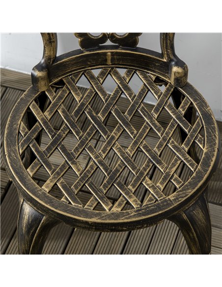 Outsunny 3 Piece Cast Aluminium Garden Bistro Set with Parasol Hole, Bronze - pic 22602 | FastDaddyshop
