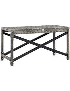 Outsunny PE Wicker Outdoor Rattan Coffee Table, Mixed Grey