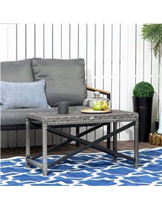 Outsunny PE Wicker Outdoor Rattan Coffee Table, Mixed Grey 2