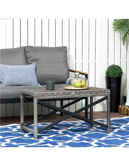 Outsunny PE Wicker Outdoor Rattan Coffee Table, Mixed Grey - pic 22606 | FastDaddyshop
