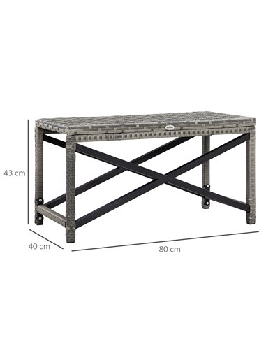 Outsunny PE Wicker Outdoor Rattan Coffee Table, Mixed Grey