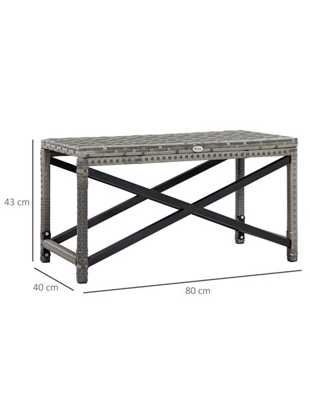 Outsunny PE Wicker Outdoor Rattan Coffee Table, Mixed Grey - pic 22607 | FastDaddyshop