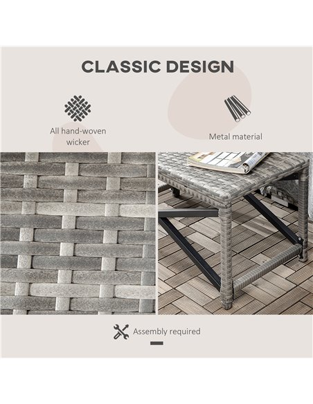 Outsunny PE Wicker Outdoor Rattan Coffee Table, Mixed Grey - pic 22608 | FastDaddyshop
