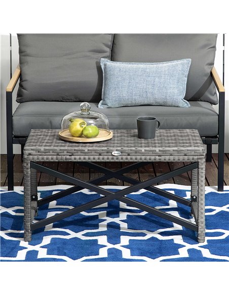 Outsunny PE Wicker Outdoor Rattan Coffee Table, Mixed Grey - pic 22611 | FastDaddyshop