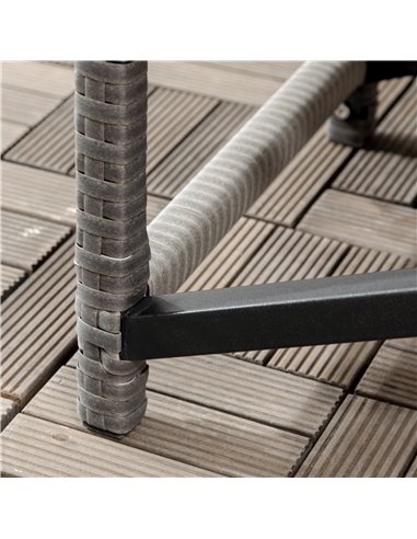 Outsunny PE Wicker Outdoor Rattan Coffee Table, Mixed Grey