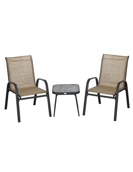 Outsunny 3 Pieces Outdoor Bistro Set with Breathable Mesh Fabric, Brown - pic 22623 | FastDaddyshop