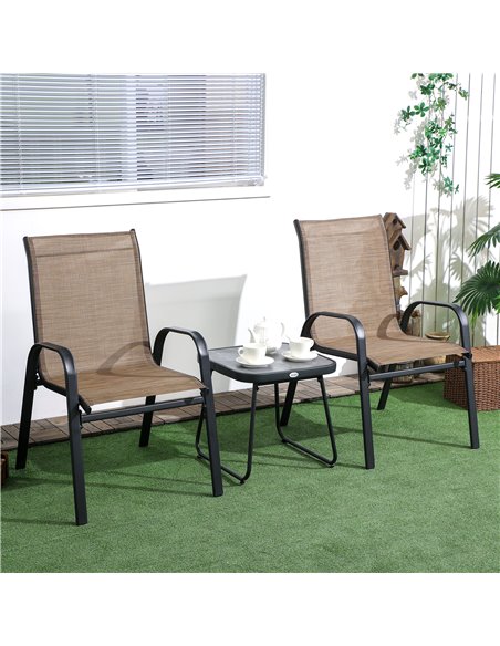 Outsunny 3 Pieces Outdoor Bistro Set with Breathable Mesh Fabric, Brown - pic 22624 | FastDaddyshop