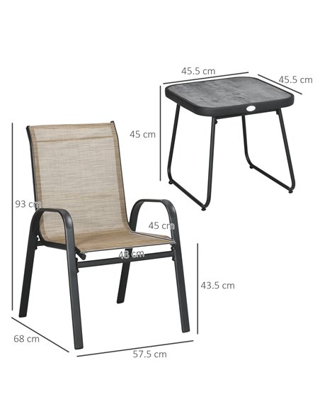 Outsunny 3 Pieces Outdoor Bistro Set with Breathable Mesh Fabric, Brown - pic 22625 | FastDaddyshop