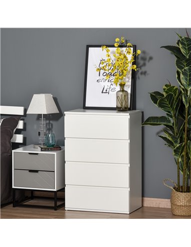 HOMCOM Chest of Drawers, 4 Drawers Storage Cabinet, White