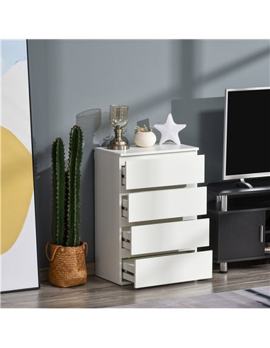 HOMCOM Chest of Drawers, 4 Drawers Storage Cabinet Floor Tower Cupboard for Bedroom Living Room, White