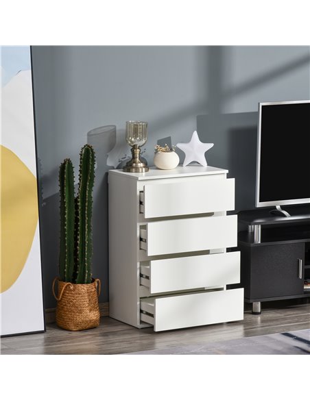 HOMCOM Chest of Drawers, 4 Drawers Storage Cabinet Floor Tower Cupboard for Bedroom Living Room, White - pic 22658 | FastDaddyshop