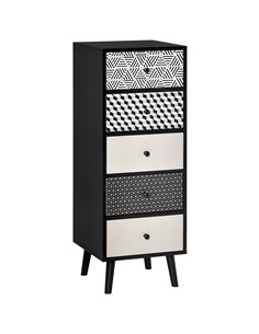 HOMCOM Chest of Drawers, 5 Drawer Dresser, Black-Grey