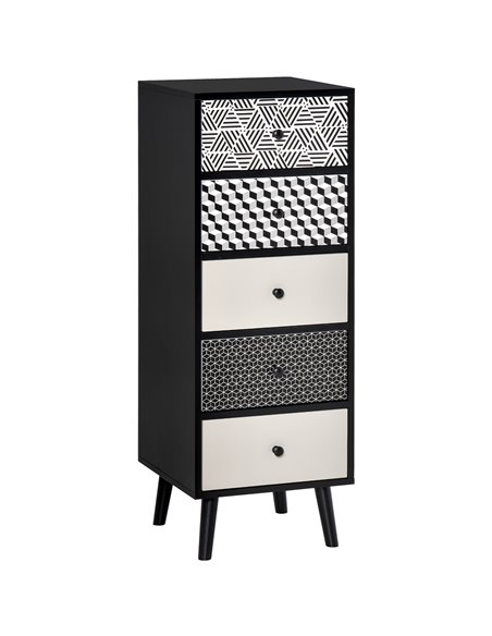 HOMCOM Chest of Drawers, 5 Drawer Dresser, Black-Grey - pic 22659 | FastDaddyshop