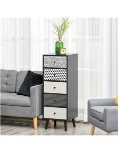 HOMCOM Chest of Drawers, 5 Drawer Dresser, Black-Grey 2
