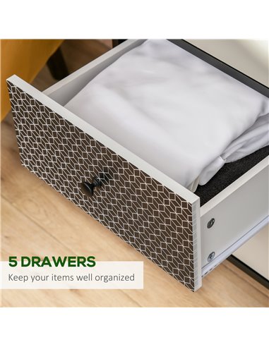 HOMCOM Chest of Drawers, 5 Drawer Dresser, Black-Grey