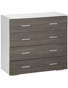 HOMCOM 4 Drawer Dresser, Chest of Drawers, Storage Organizer Unit, Grey