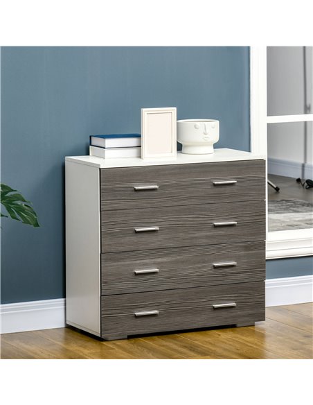 HOMCOM 4 Drawer Dresser, Chest of Drawers, Storage Organizer Unit, Grey - pic 22669 | FastDaddyshop