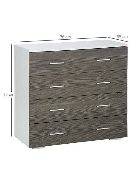 HOMCOM 4 Drawer Dresser, Chest of Drawers, Storage Organizer Unit, Grey - pic 22670 | FastDaddyshop