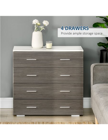 HOMCOM 4 Drawer Dresser, Chest of Drawers, Storage Organizer Unit, Grey - pic 22671 | FastDaddyshop