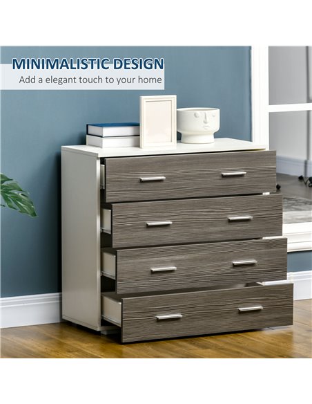 HOMCOM 4 Drawer Dresser, Chest of Drawers, Storage Organizer Unit, Grey - pic 22672 | FastDaddyshop