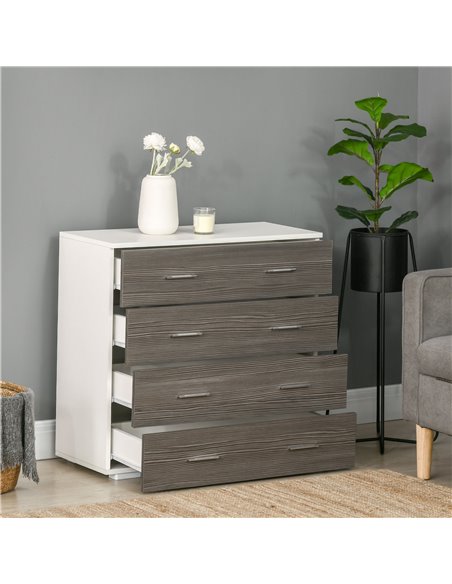 HOMCOM Chest of Drawers, 4 Drawer Dresser, Storage Organizer Unit for Bedroom, Living Room, Grey - pic 22676 | FastDaddyshop