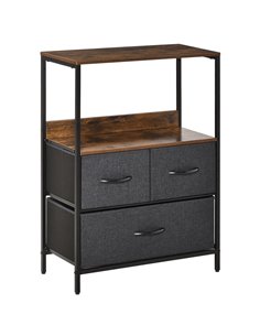 HOMCOM Chest of Drawers, Unit Storage Cabinet with 3 Fabric Bins, Black