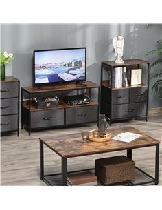 HOMCOM Chest of Drawers, Unit Storage Cabinet with 3 Fabric Bins, Black 2