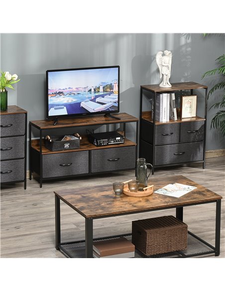 HOMCOM Chest of Drawers, Unit Storage Cabinet with 3 Fabric Bins, Black - pic 22678 | FastDaddyshop