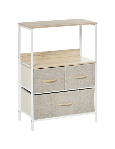 HOMCOM Chest of Drawers, Unit Storage Cabinet with 3 Fabric Bins, White - pic 22686 | FastDaddyshop