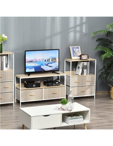 HOMCOM Chest of Drawers, Unit Storage Cabinet with 3 Fabric Bins, White - pic 22687 | FastDaddyshop