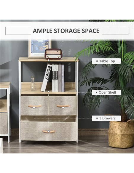 HOMCOM Chest of Drawers, Unit Storage Cabinet with 3 Fabric Bins, White - pic 22689 | FastDaddyshop