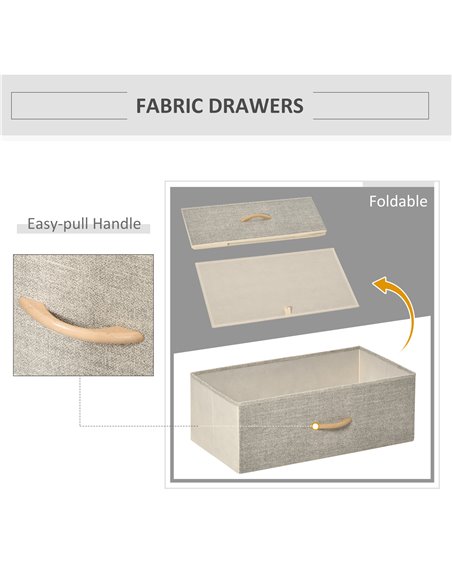 HOMCOM Chest of Drawers, Unit Storage Cabinet with 3 Fabric Bins, White - pic 22690 | FastDaddyshop