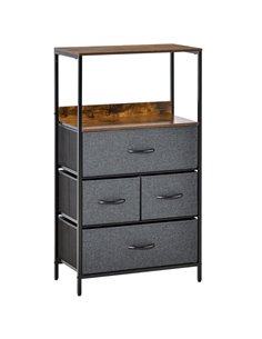 HOMCOM Chest of Drawers, Unit Storage Cabinet with 4 Fabric Bins, Black