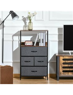 HOMCOM Chest of Drawers, Unit Storage Cabinet with 4 Fabric Bins, Black 2