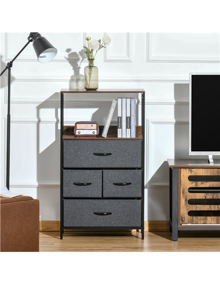 HOMCOM Chest of Drawers, Unit Storage Cabinet with 4 Fabric Bins, Black - pic 22696 | FastDaddyshop