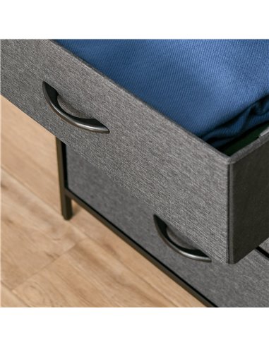 HOMCOM Chest of Drawers Bedroom Unit Storage Cabinet with 4 Fabric Bins for Living Room, Bedroom and Entryway, Black